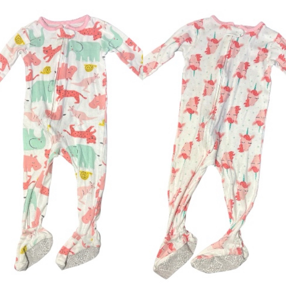 BUNDLE CARTER’S 2-Pieces Animal and Unicorn Print Footies